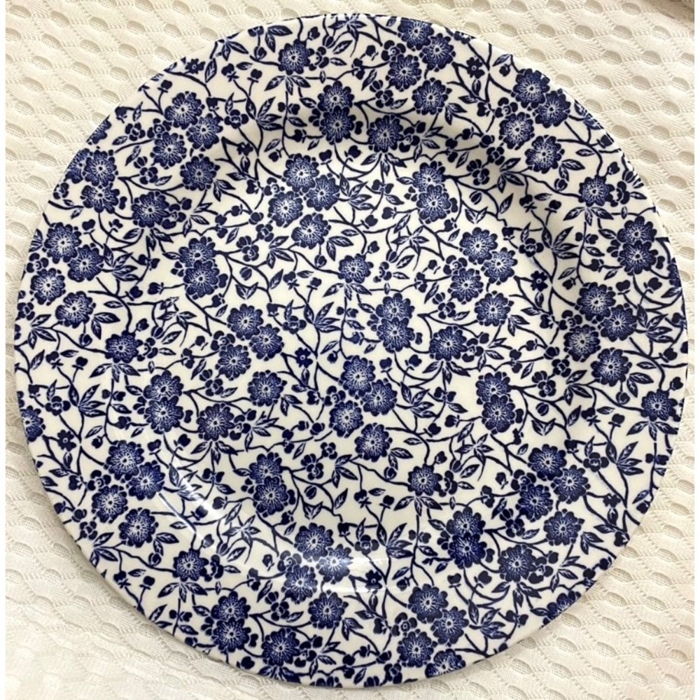 Queens Blue Calico Floral Earthenware Dinner Plate Made in England 10 inch